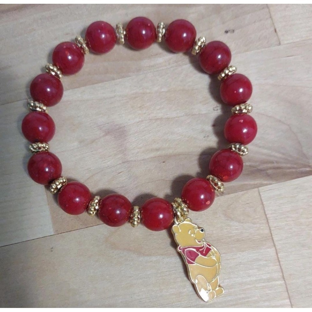 Whimsical Winnie the Pooh Red Stretch Bracelet